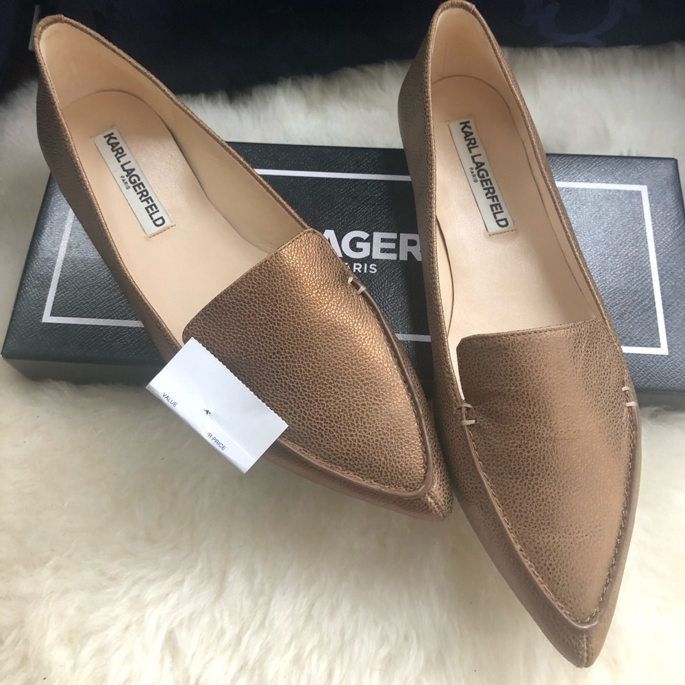 Karl lagerfeld bronze flats